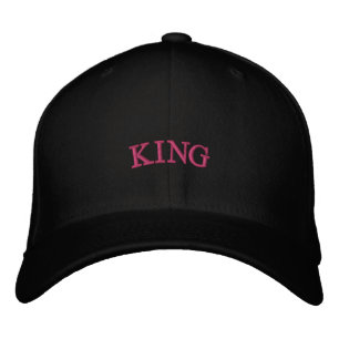 King Text Black Colour Wool Outings Perfect Head  Embroidered Hat