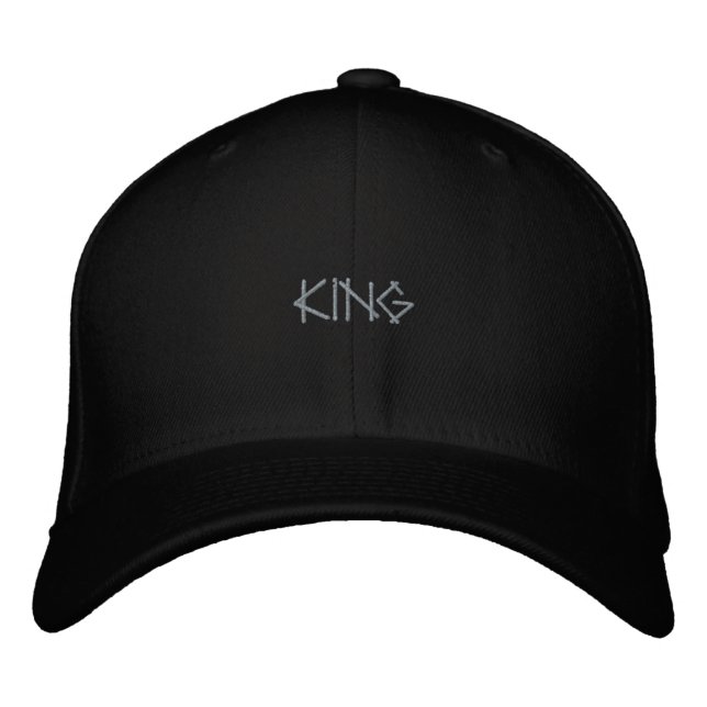 KING text custom Black Visor Cap Embroidered Hat  (Front)