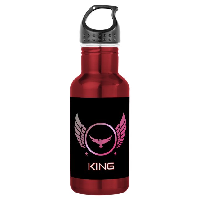 KING Text Feather Ring Emblem Drinkware Royal  532 Ml Water Bottle (Front)