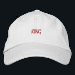 KING Text Personalised custom-hats Elegant Style<br><div class="desc">Nice Hair Accessories for Men or Boys,  King Name Printed with Cotton Embroidered Baseball Cap.
Text Colour: Lipstick
Hat Colour: White. 
Create your own text embroider hat or cap.</div>