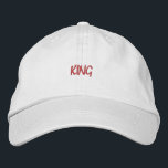 KING Text Personalised custom-hats Elegant Style  Embroidered Hat<br><div class="desc">Nice Hair Accessories for Men or Boys,  King Name Printed with Cotton Embroidered Baseball Cap.
Text Colour: Lipstick
Hat Colour: White. 
Create your own text embroider hat or cap.</div>