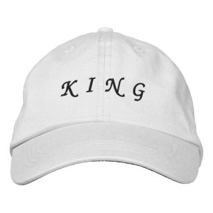 KING text White colour black text Stunning Looking Embroidered Hat