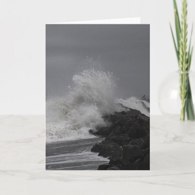 King Tide Waves at West Port, WA Card (Front)