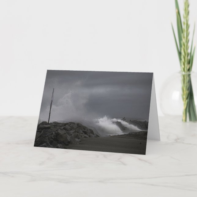 King Tide Waves at West Port, WA Card (Front)