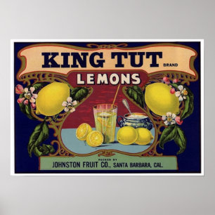 King Tut Brand Lemons Crate Label Poster