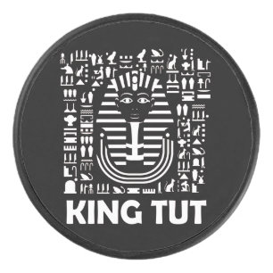 King tut pharaoh egyptian Hieroglyphic Alphabet Hockey Puck
