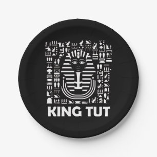 King tut pharaoh egyptian Hieroglyphic Alphabet Paper Plate