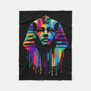 King Tut. Tutankhamun Minimalist Vibrant Style Chr Fleece Blanket