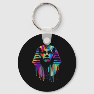 King Tut. Tutankhamun Minimalist Vibrant Style Chr Key Ring