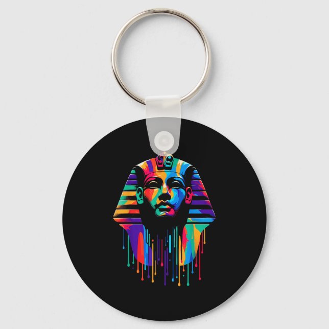 King Tut. Tutankhamun Minimalist Vibrant Style Chr Key Ring (Front)