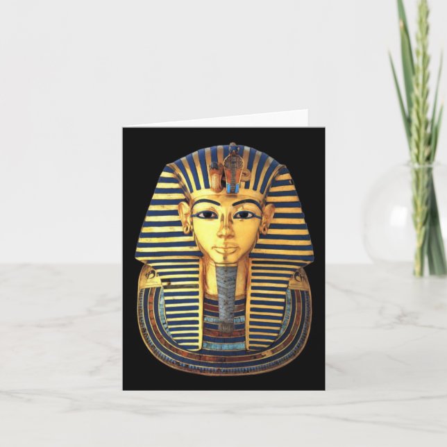 King Tutankhamun, Gold Mask, Egyptian Pharaoh Card (Front)