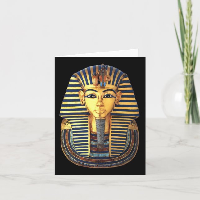 King Tutankhamun, Gold Mask, Egyptian Pharaoh Card (Front)