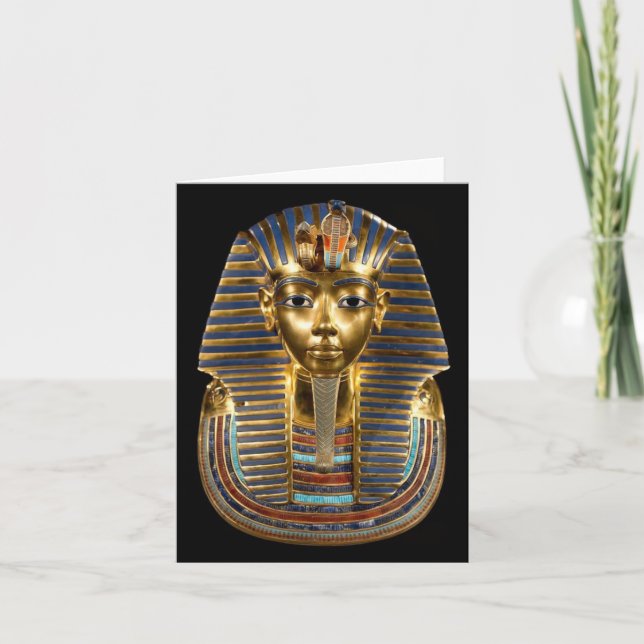 King Tutankhamun, Gold Mask, Egyptian Pharaoh Card (Front)