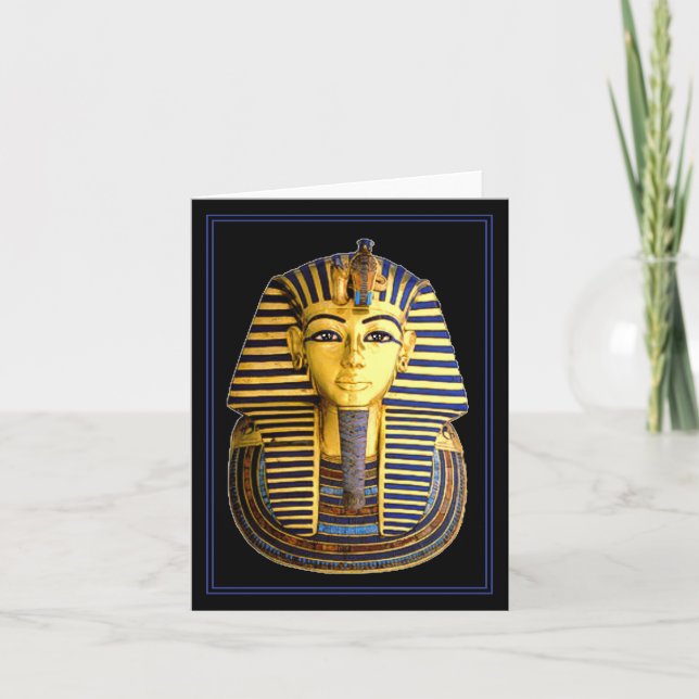 King Tutankhamun, Gold Mask, Egyptian Pharaoh Card (Front)