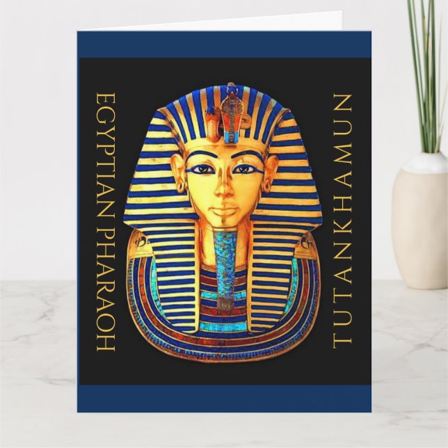 King Tutankhamun, Gold Mask, Egyptian Pharaoh Card (Front)