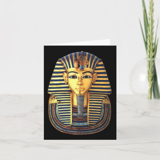 King Tutankhamun, Gold Mask, Egyptian Pharaoh Card (Front)