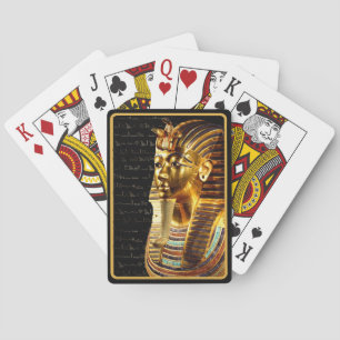 King Tutankhamun with Hieroglyphs Gold and Black Playing Cards