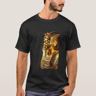 King Tutankhamun with Hieroglyphs Gold and Black T-Shirt