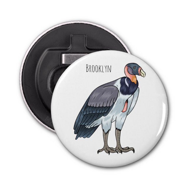 King vulture bird cartoon illustration  bottle opener (Front)