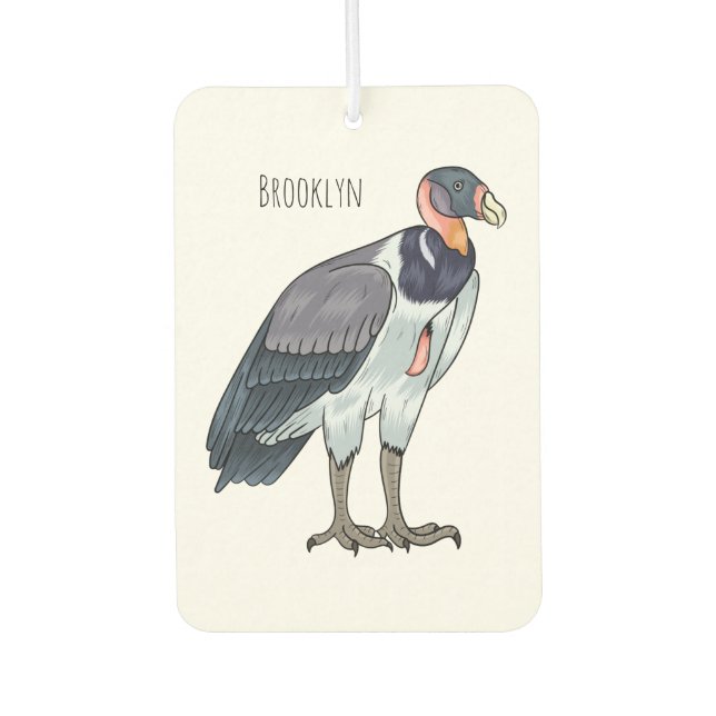King vulture bird cartoon illustration  car air freshener (Front)