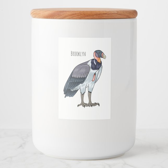 King vulture bird cartoon illustration  food label (Front)