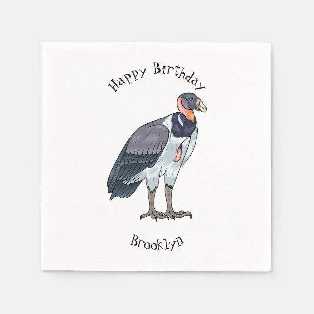 King vulture bird cartoon illustration napkin (Front)