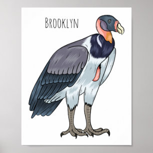 King vulture bird cartoon illustration poster