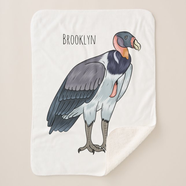 King vulture bird cartoon illustration sherpa blanket (Front)
