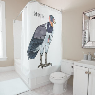King vulture bird cartoon illustration  shower curtain