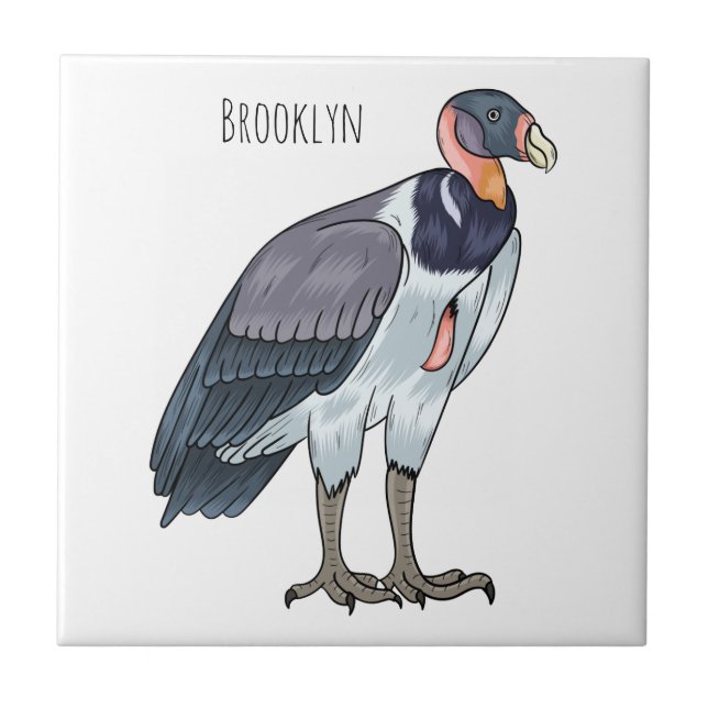King vulture bird cartoon illustration  tile (Front)