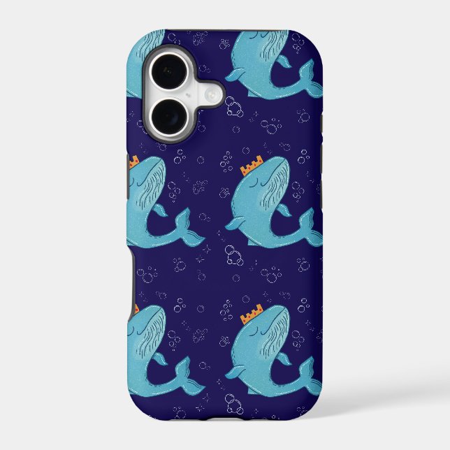 King Whale with Crown | Whimsical Ocean Folk Art (Back)