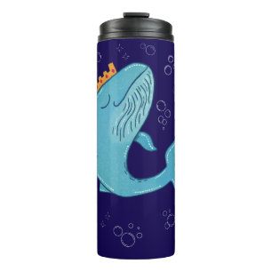 King Whale with Crown Whimsical Ocean Folk Art Thermal Tumbler