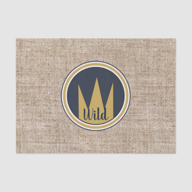 King Wild Thing Gold Crown Burlap Birthday Party Tissue Paper (Front)