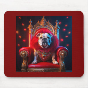 King Winnie The Bulldog On His Throne Mouse Mat