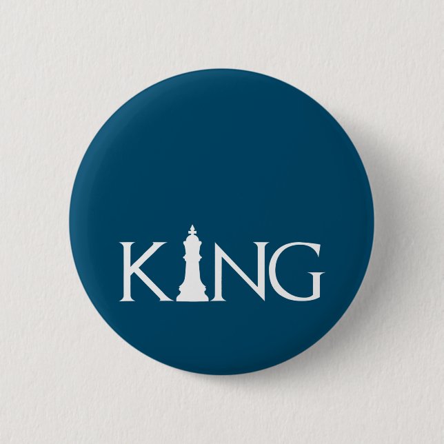 king with chess king piece 6 cm round badge (Front)