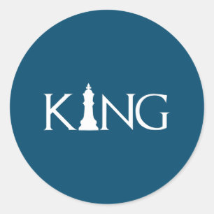 king with chess king piece classic round sticker