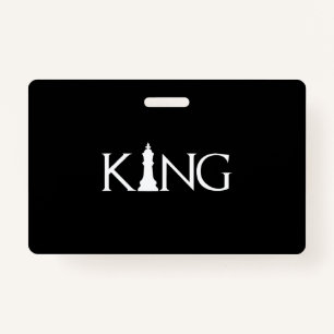 king with chess king piece ID badge