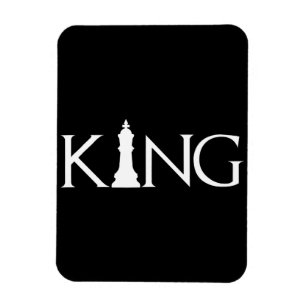 king with chess king piece magnet