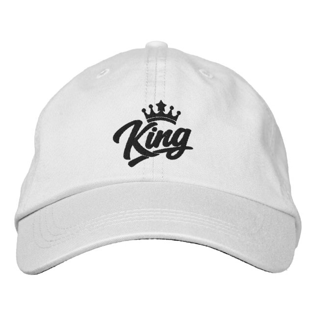 King With Crown Typography Embroidered Hat (Front)