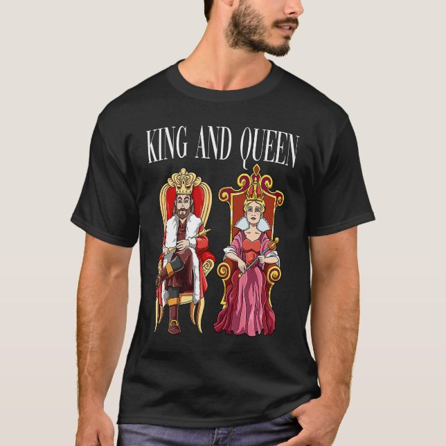 King with Queen with Crown on the Throne T-Shirt (Front)