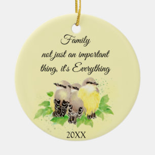 Kingbird Bird Inspirational Family Quote Art Ceramic Tree Decoration