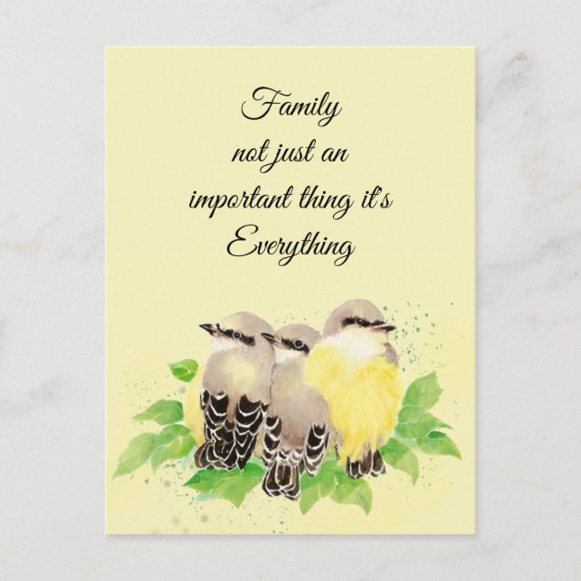 Kingbird Bird Inspirational Family Quote Art Postcard (Front)