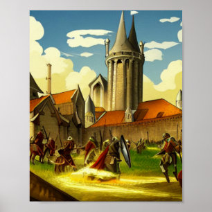 Kingdom Barracks Fantasy Digital Art Poster 