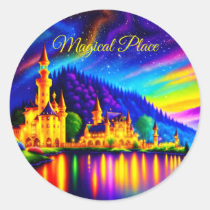 Kingdom Castle Shine Reflection Fantasy River Classic Round Sticker