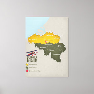 Kingdom of Belgium beautiful map Canvas Print