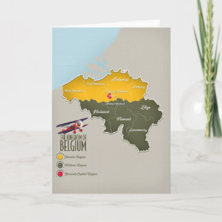 Kingdom of Belgium beautiful map Holiday Card