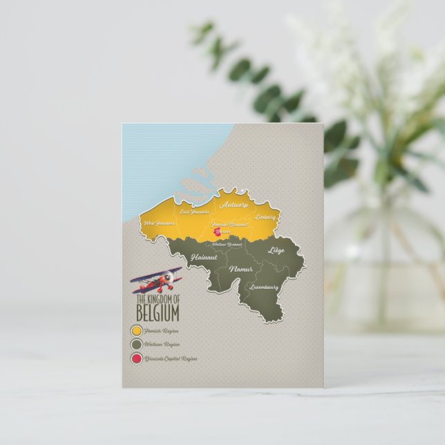 Kingdom of Belgium beautiful map Postcard (Standing Front)