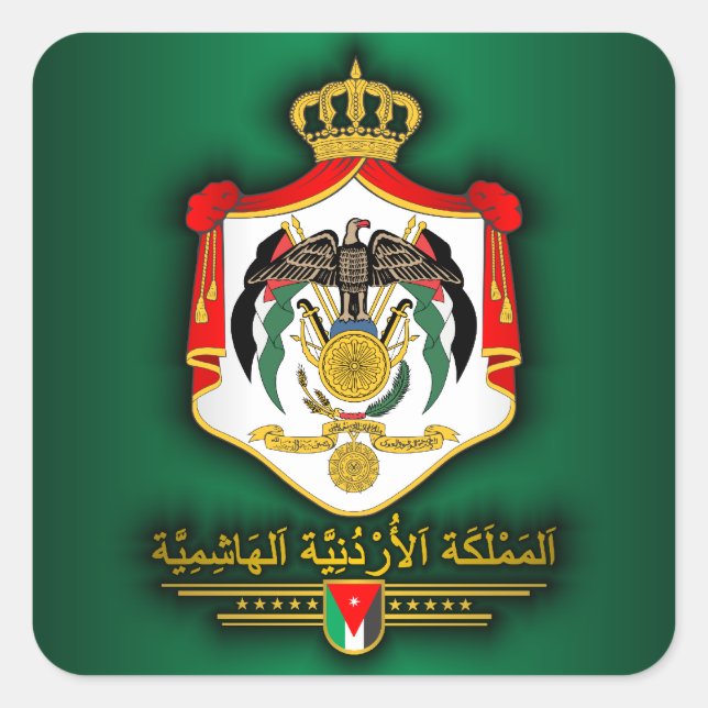 Kingdom of Jordan COA (Arabic) Square Sticker (Front)