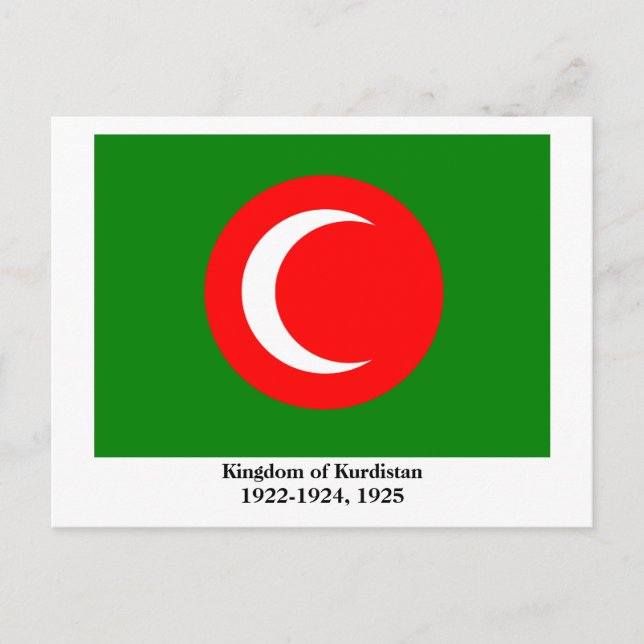 Kingdom of Kurdistan Flag (1922-1924, 1925) Postcard (Front)