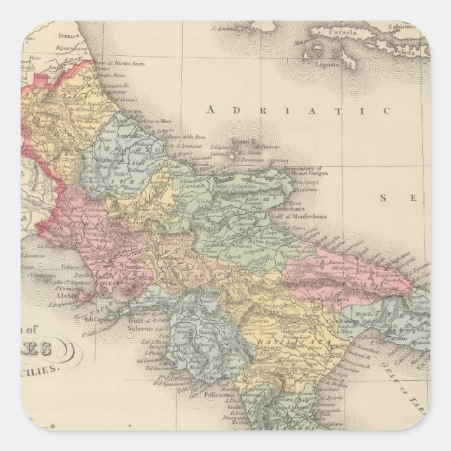 Kingdom of Naples or the Two Sicilies Square Sticker (Front)